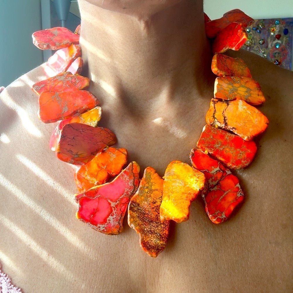 Vintage Orange Howlite Necklace